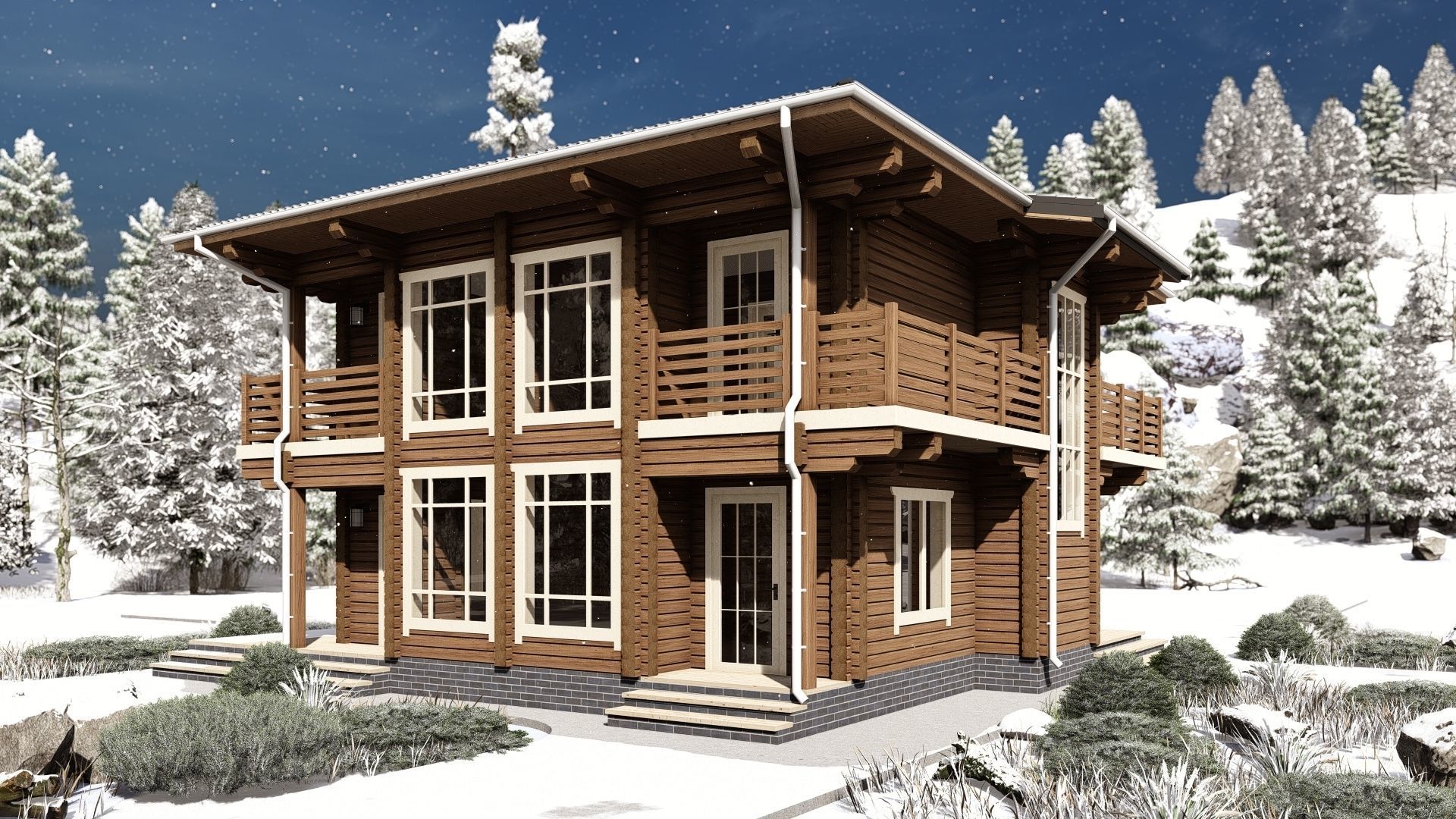 3D model of a wooden house 3D model_1