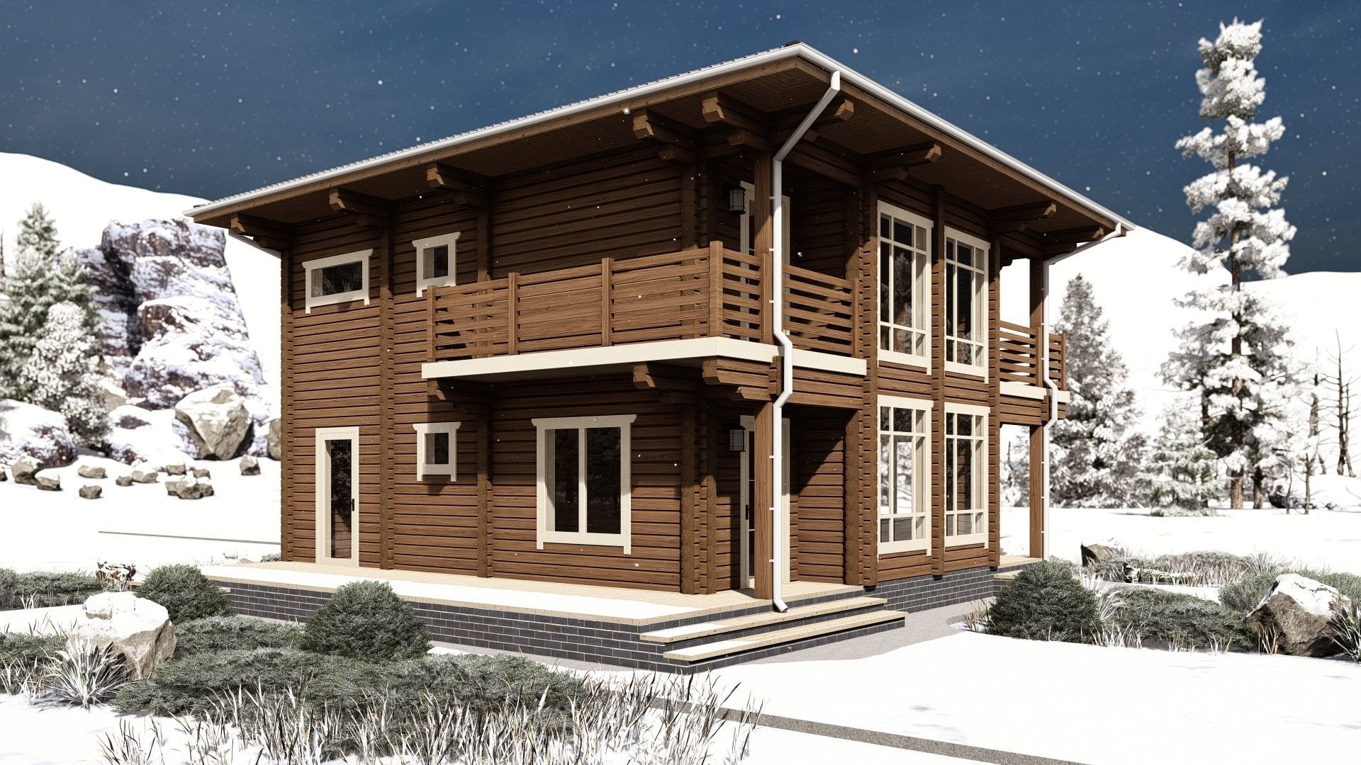 3D model of a wooden house 3D model_2