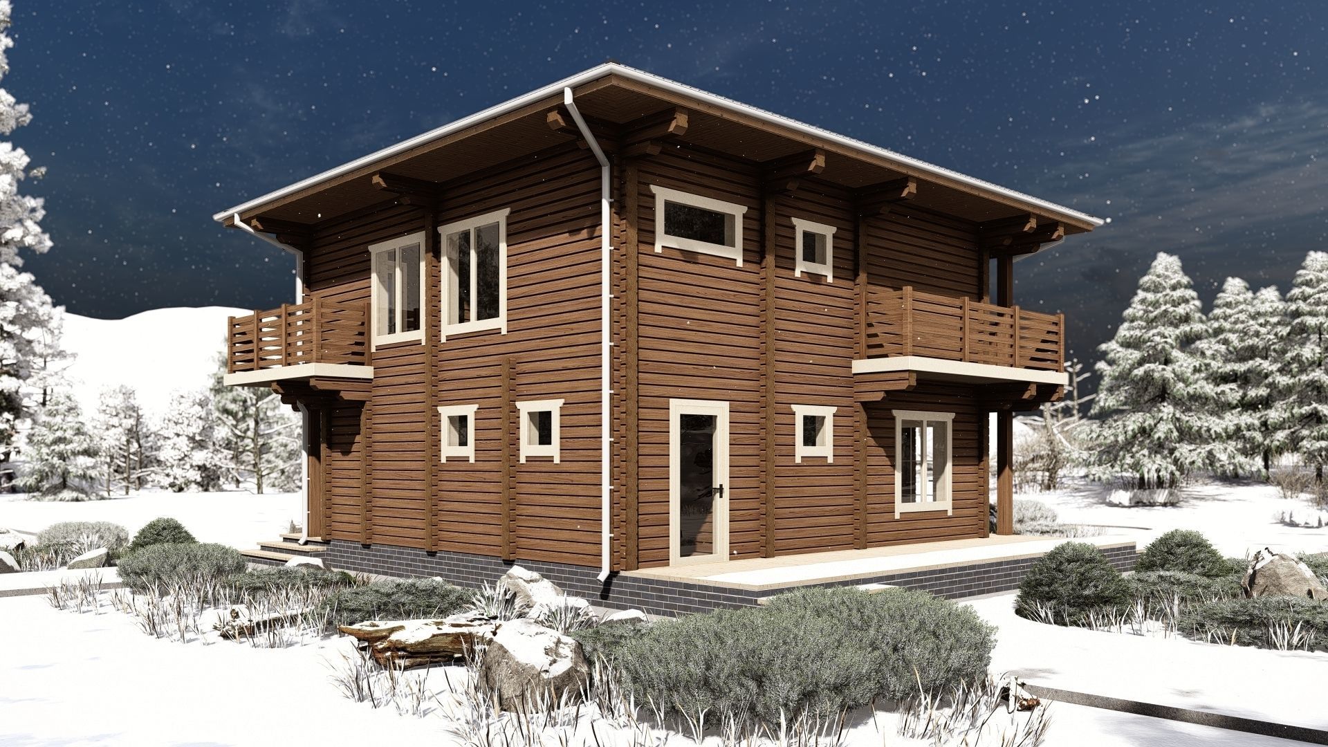 3D model of a wooden house 3D model_3