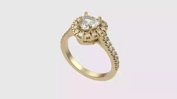 Heart-Shaped Halo Ring JDBCo 3D print model