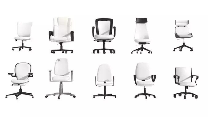 pack of office chairs mid poly