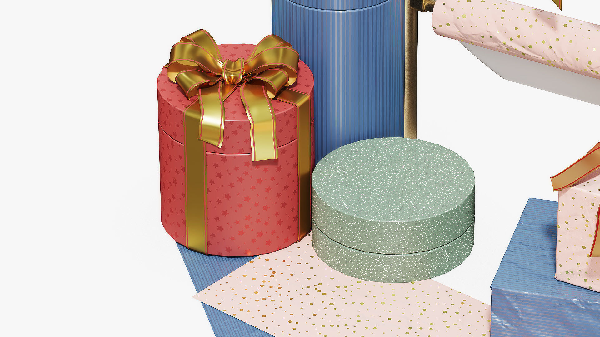 Gift wrapping kit Low-poly 3D model_3
