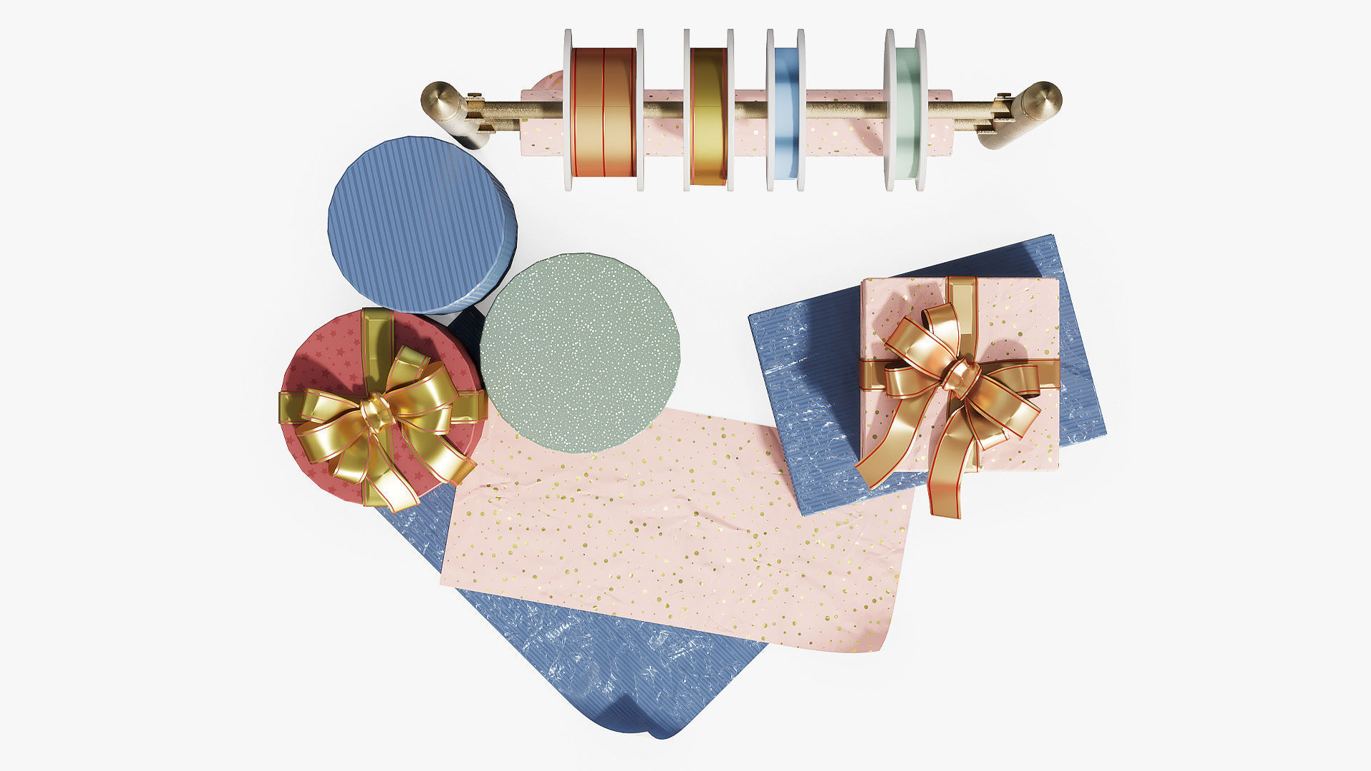 Gift wrapping kit Low-poly 3D model_2