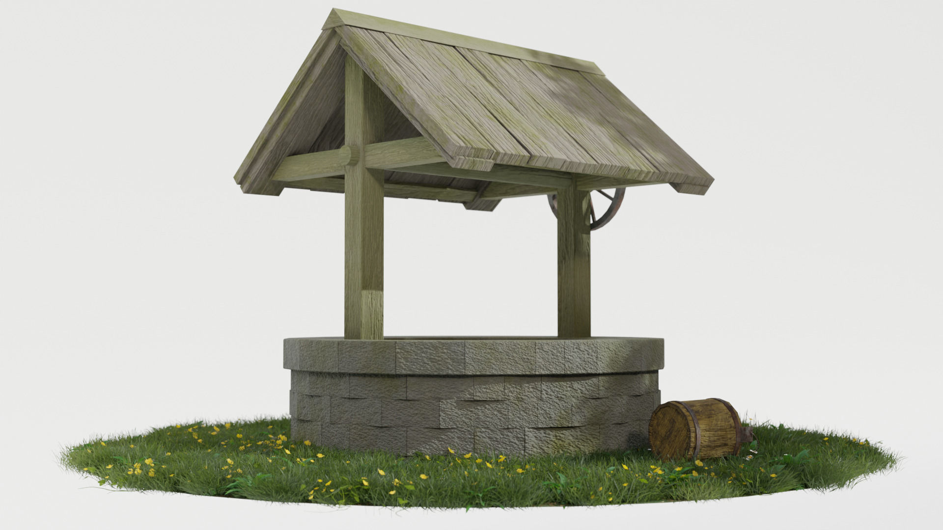 Old Well GameReady Low-poly 3D model_4