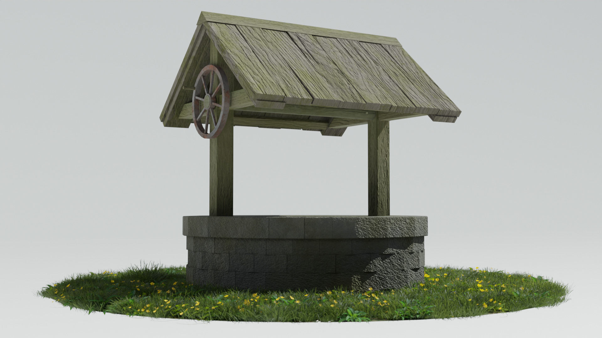 Old Well GameReady Low-poly 3D model_2