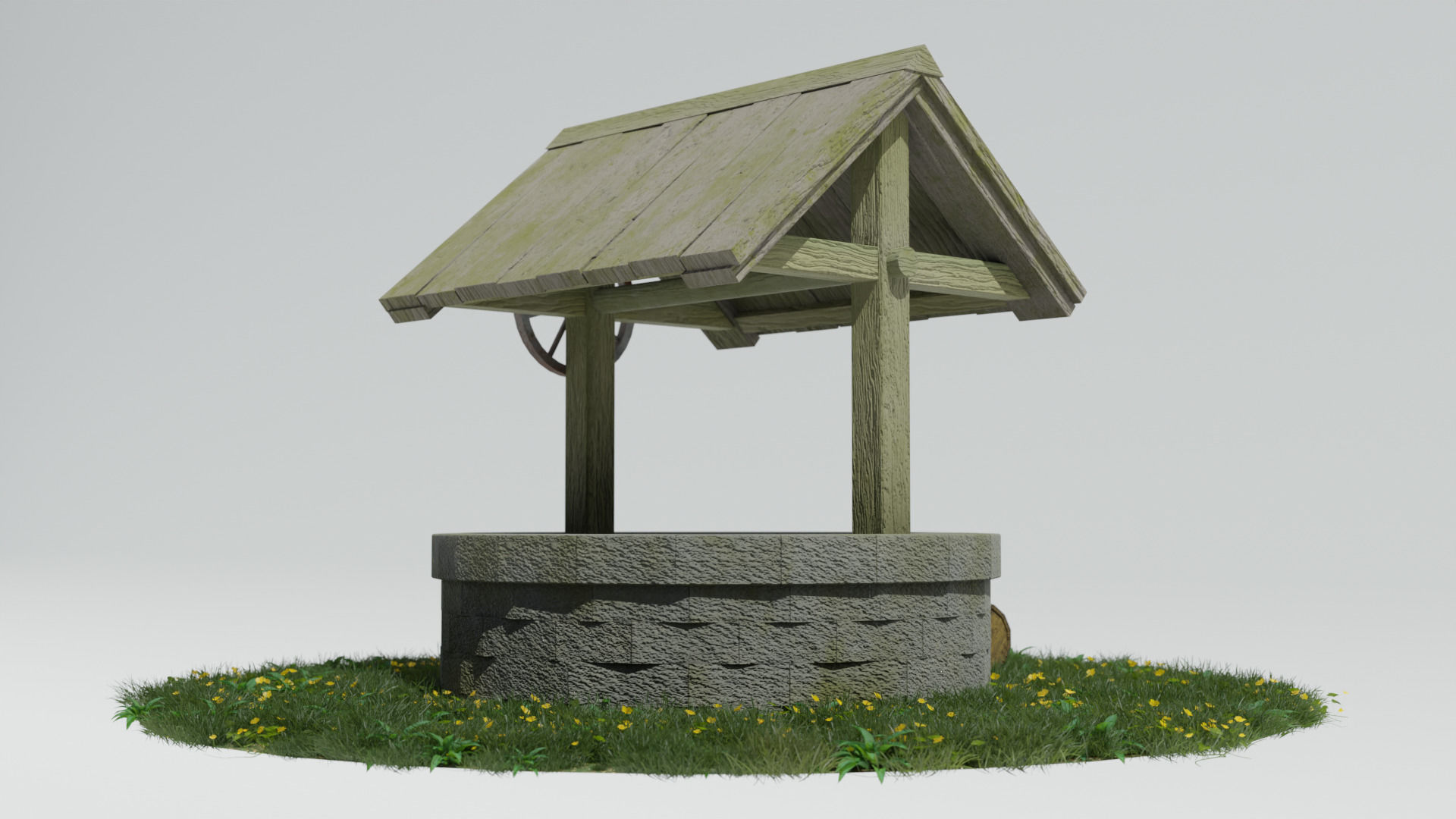 Old Well GameReady Low-poly 3D model_3