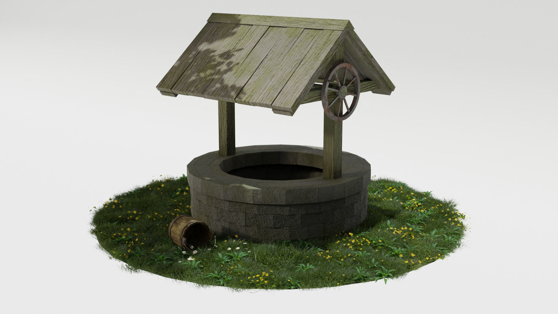 Old Well GameReady Low-poly 3D model_1