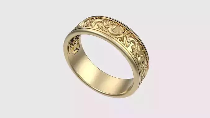 Dolphin Motif Band Ring JDBCo 3D print model