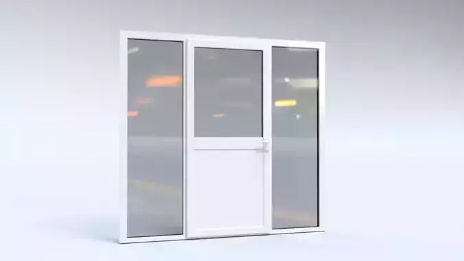 uPVC Composite Door with Window Side Panels Low-poly 3D model