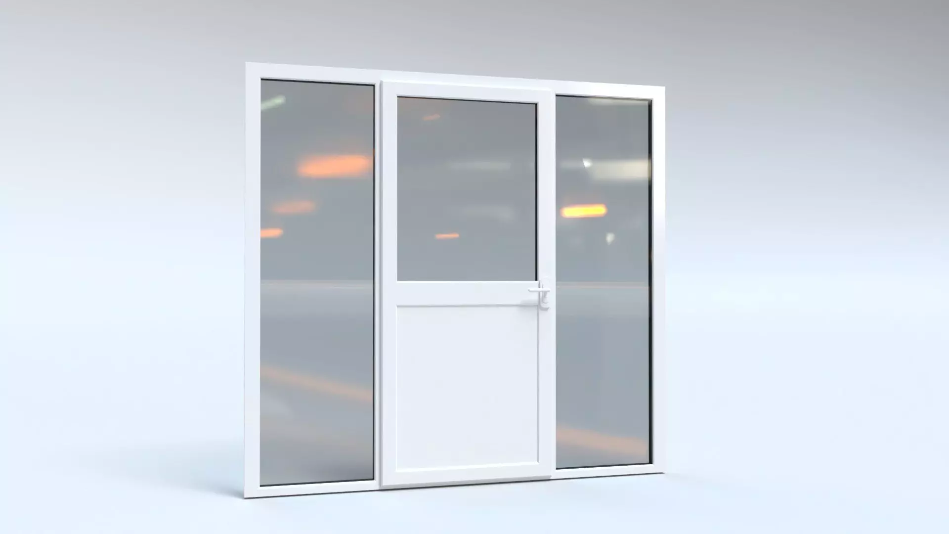 uPVC Composite Door with Window Side Panels Low-poly 3D model_0