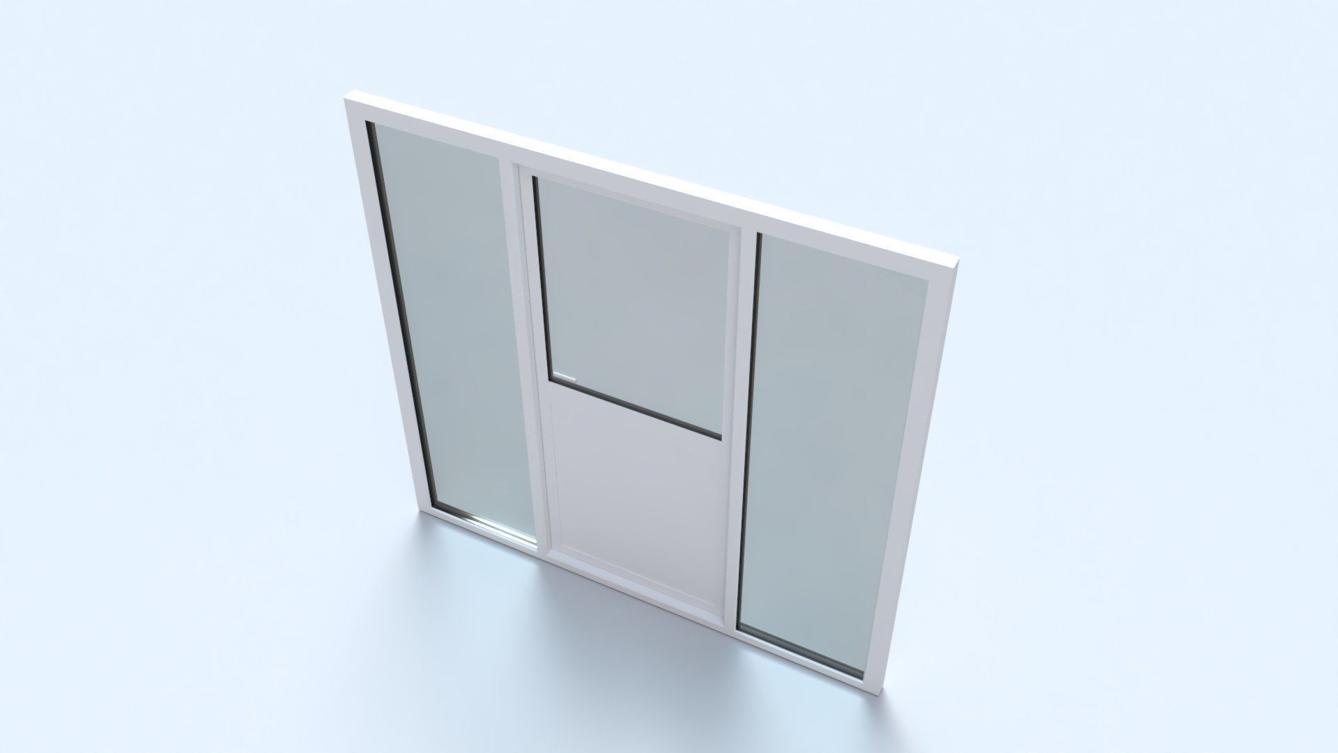 uPVC Composite Door with Window Side Panels Low-poly 3D model_8