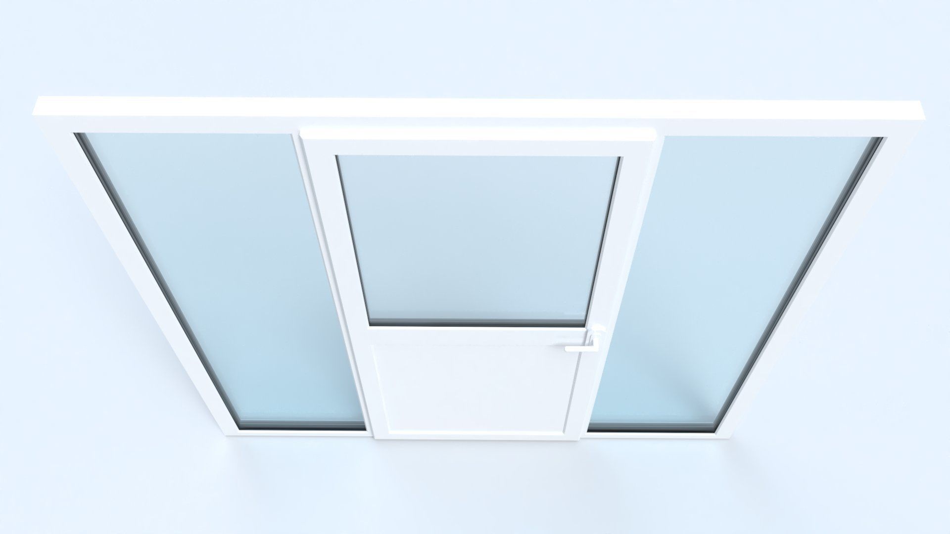 uPVC Composite Door with Window Side Panels Low-poly 3D model_7