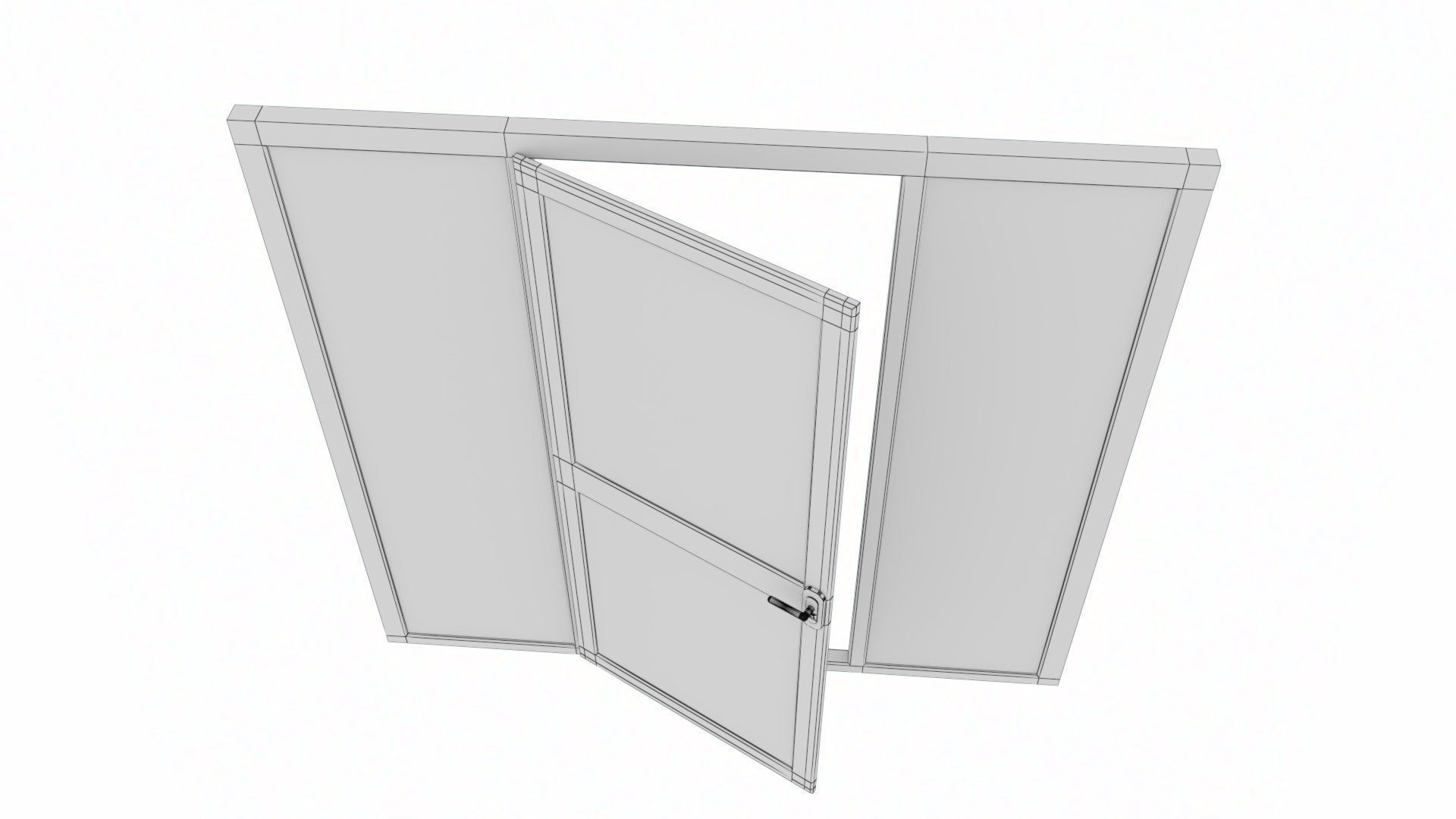 uPVC Composite Door with Window Side Panels Low-poly 3D model_31
