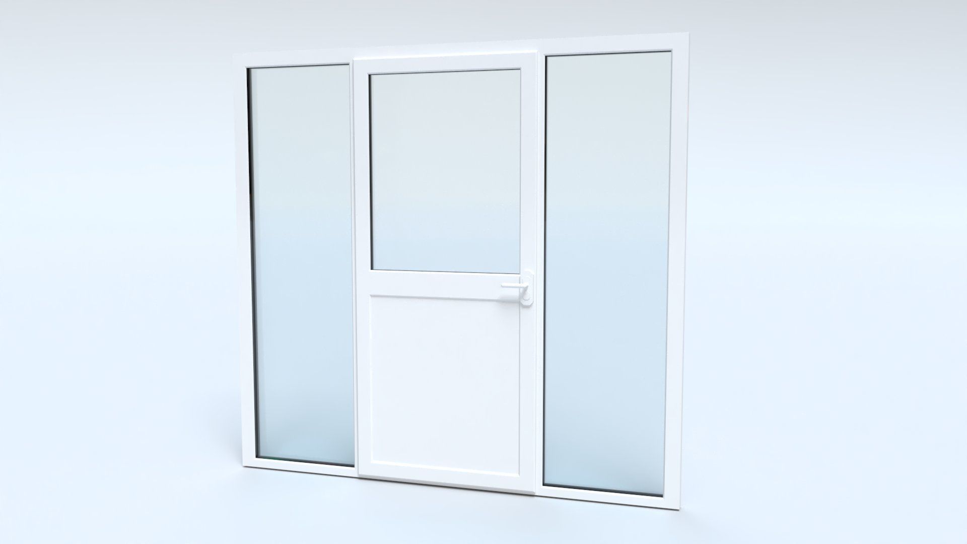 uPVC Composite Door with Window Side Panels Low-poly 3D model_11