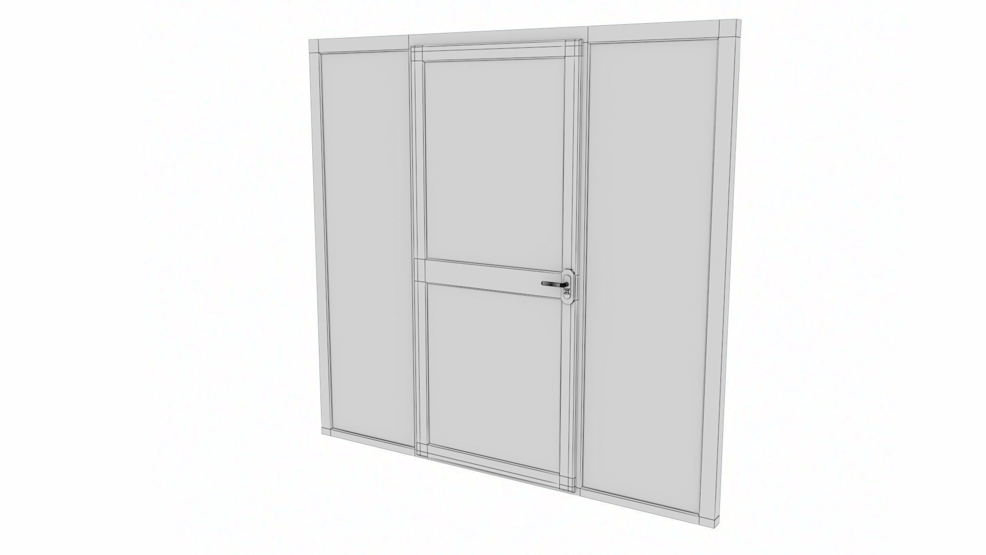 uPVC Composite Door with Window Side Panels Low-poly 3D model_23