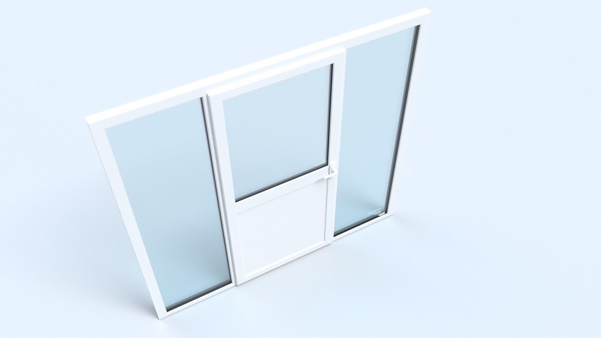 uPVC Composite Door with Window Side Panels Low-poly 3D model_6