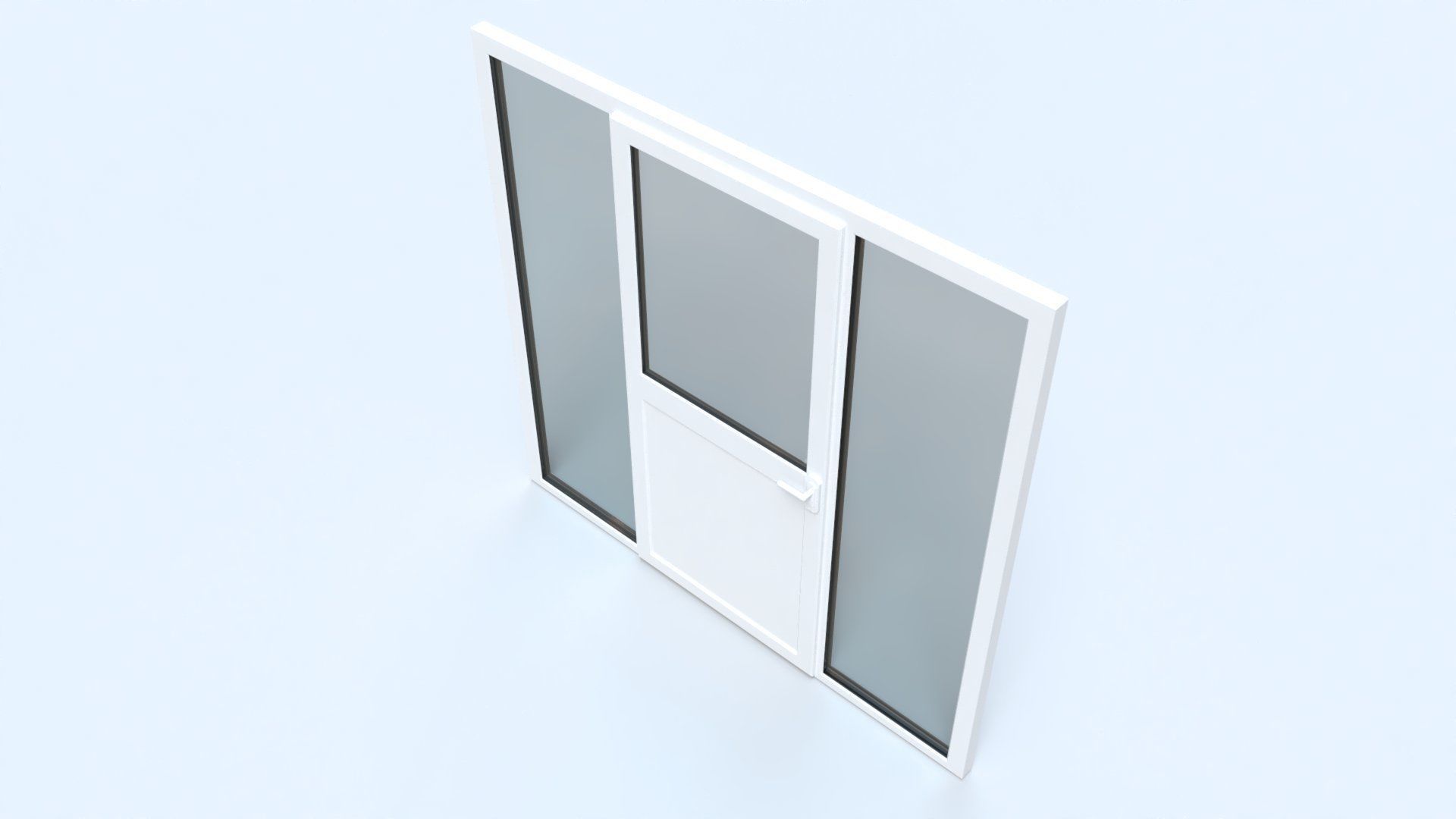 uPVC Composite Door with Window Side Panels Low-poly 3D model_9