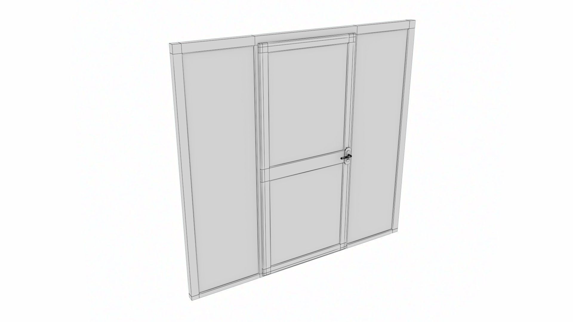 uPVC Composite Door with Window Side Panels Low-poly 3D model_13