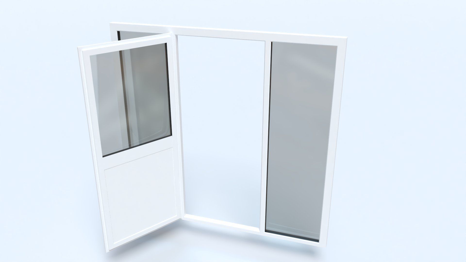 uPVC Composite Door with Window Side Panels Low-poly 3D model_18