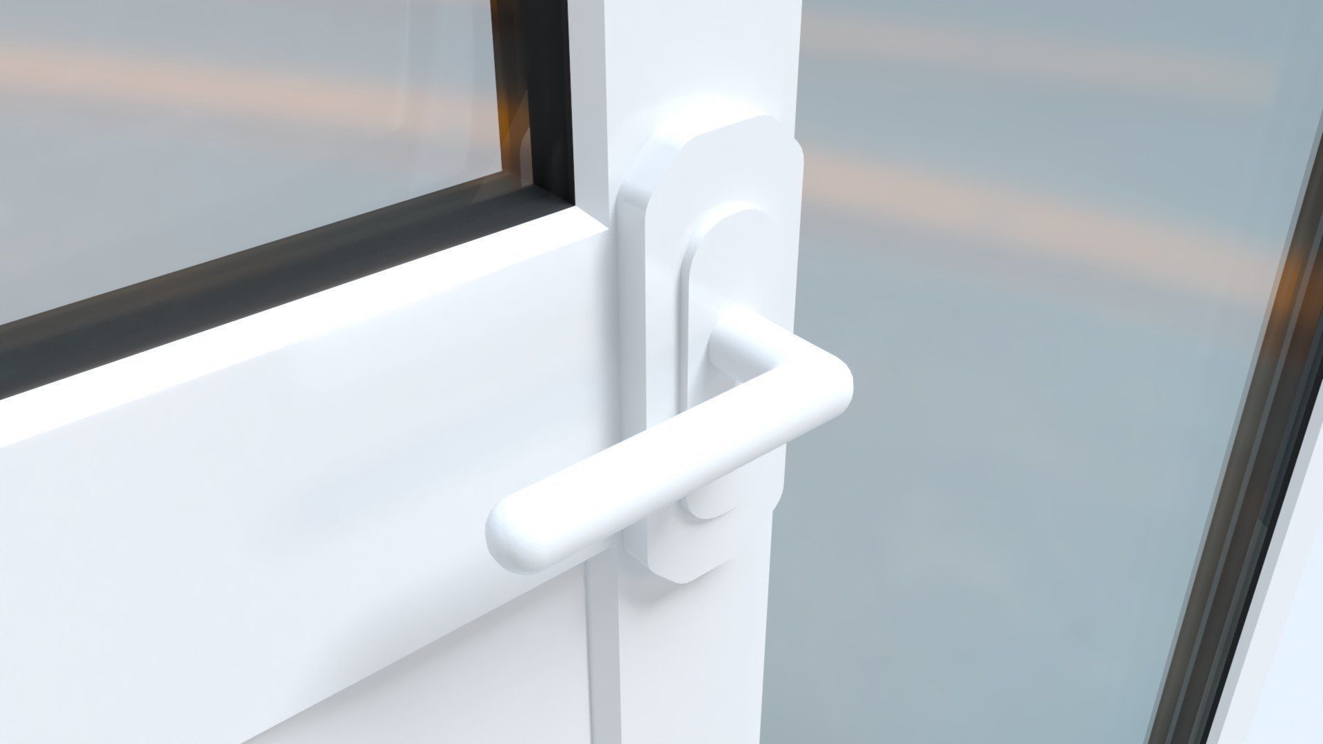 uPVC Composite Door with Window Side Panels Low-poly 3D model_4