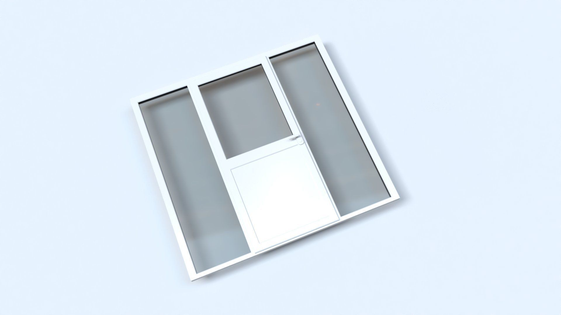 uPVC Composite Door with Window Side Panels Low-poly 3D model_12