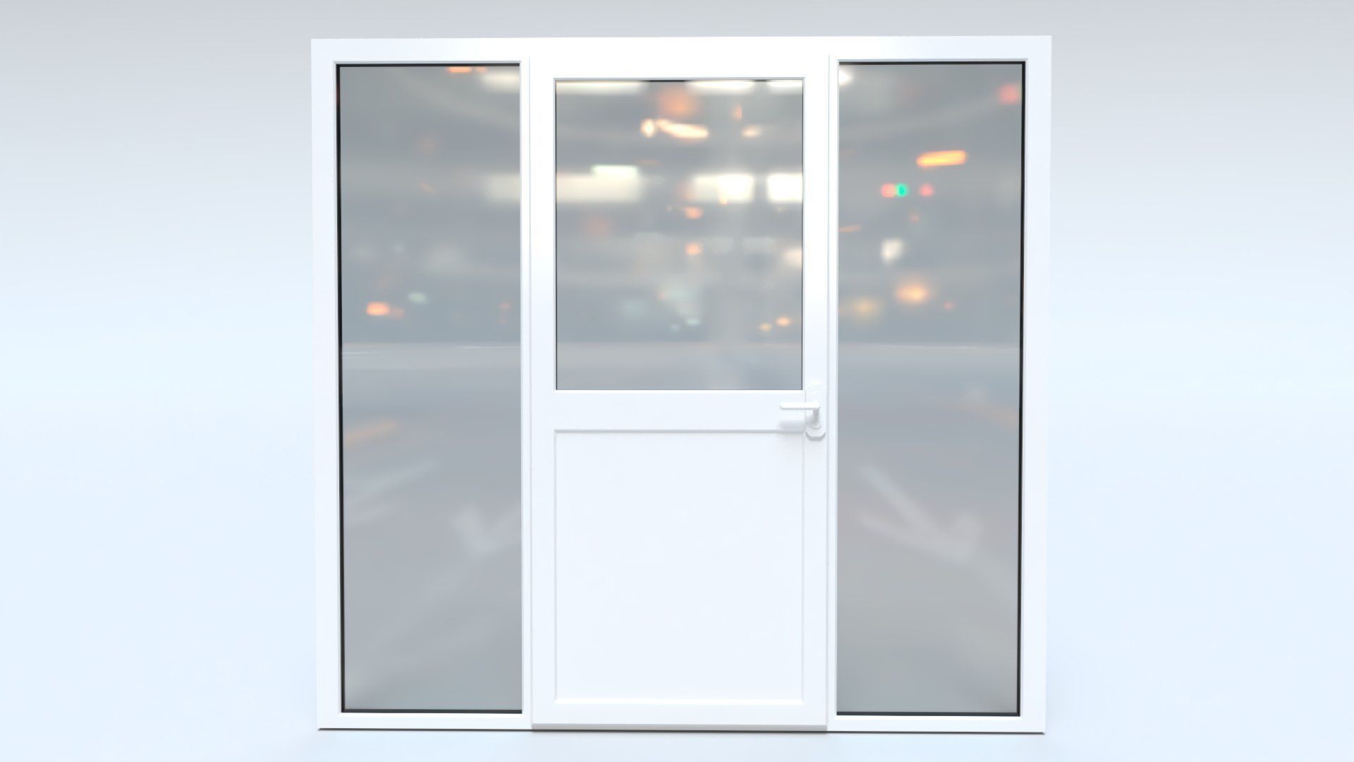uPVC Composite Door with Window Side Panels Low-poly 3D model_2