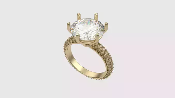 Classic Solitaire Ring with Pave Band JDBCo 3D print model