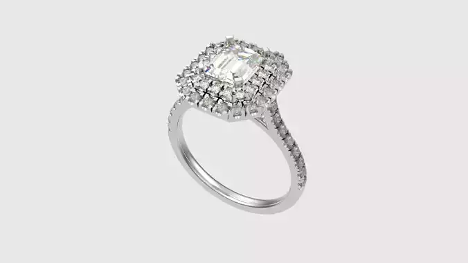 Square Halo Gemstone Ring JDBCo 3D print model
