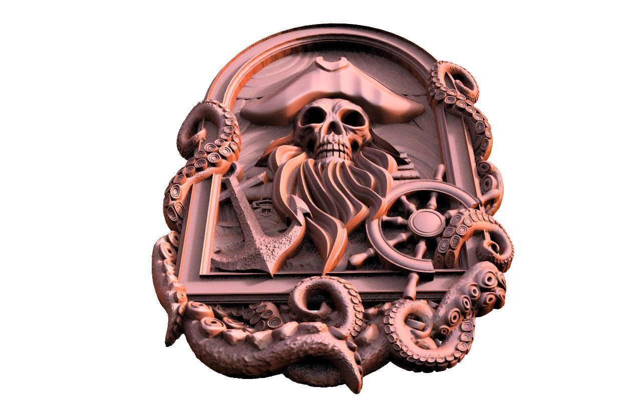 Pirate skull CNC 3d model 3D print model_4