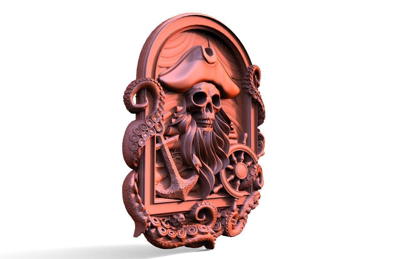 Pirate skull CNC 3d model 3D print model_3