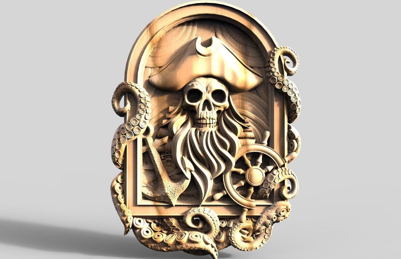 Pirate skull CNC 3d model 3D print model_7