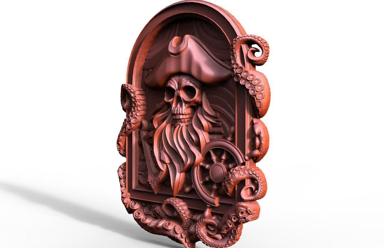 Pirate skull CNC 3d model 3D print model_2