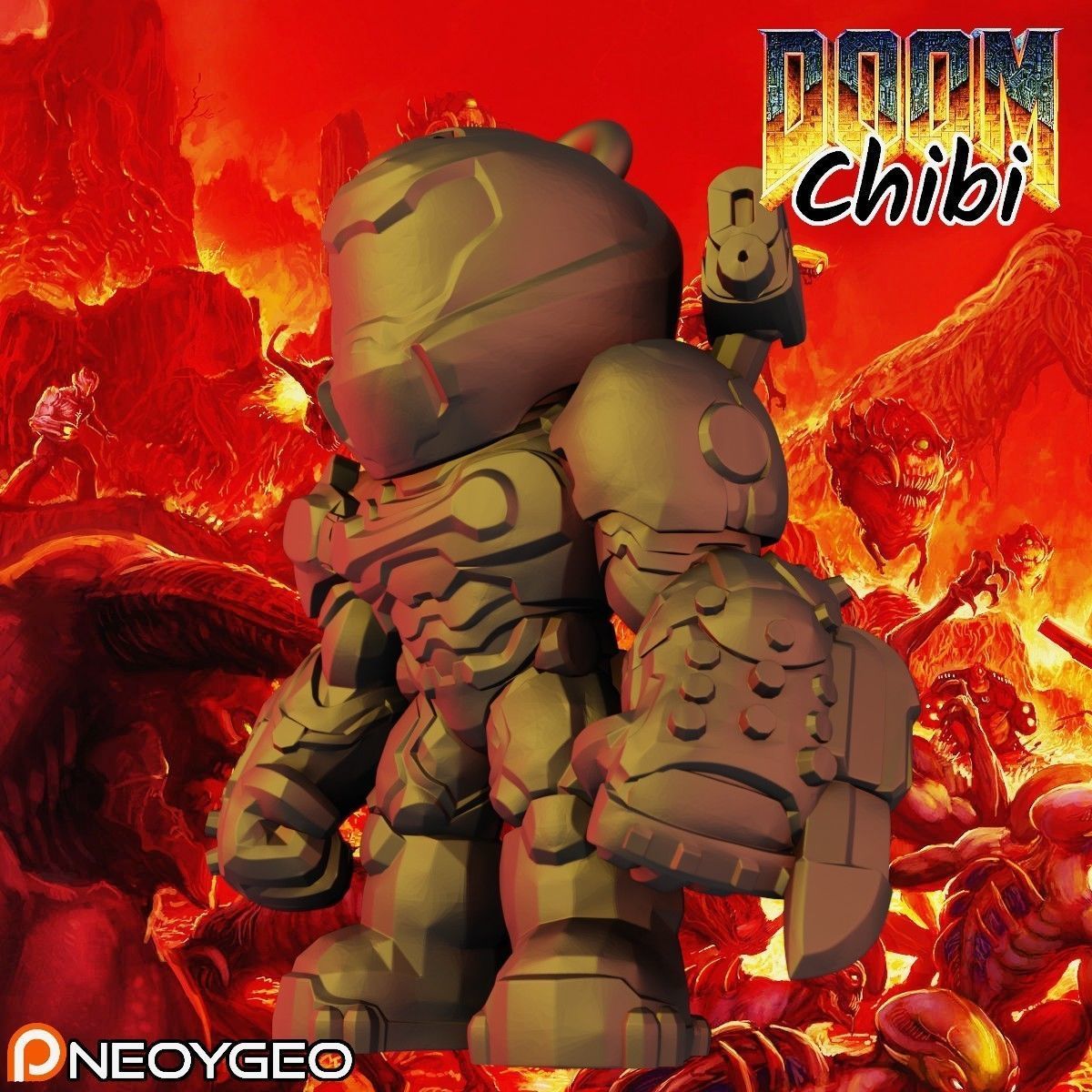 DOOM SLAYER MARINE - DOOM CHIBI KEYCHAIN 3D print model_1