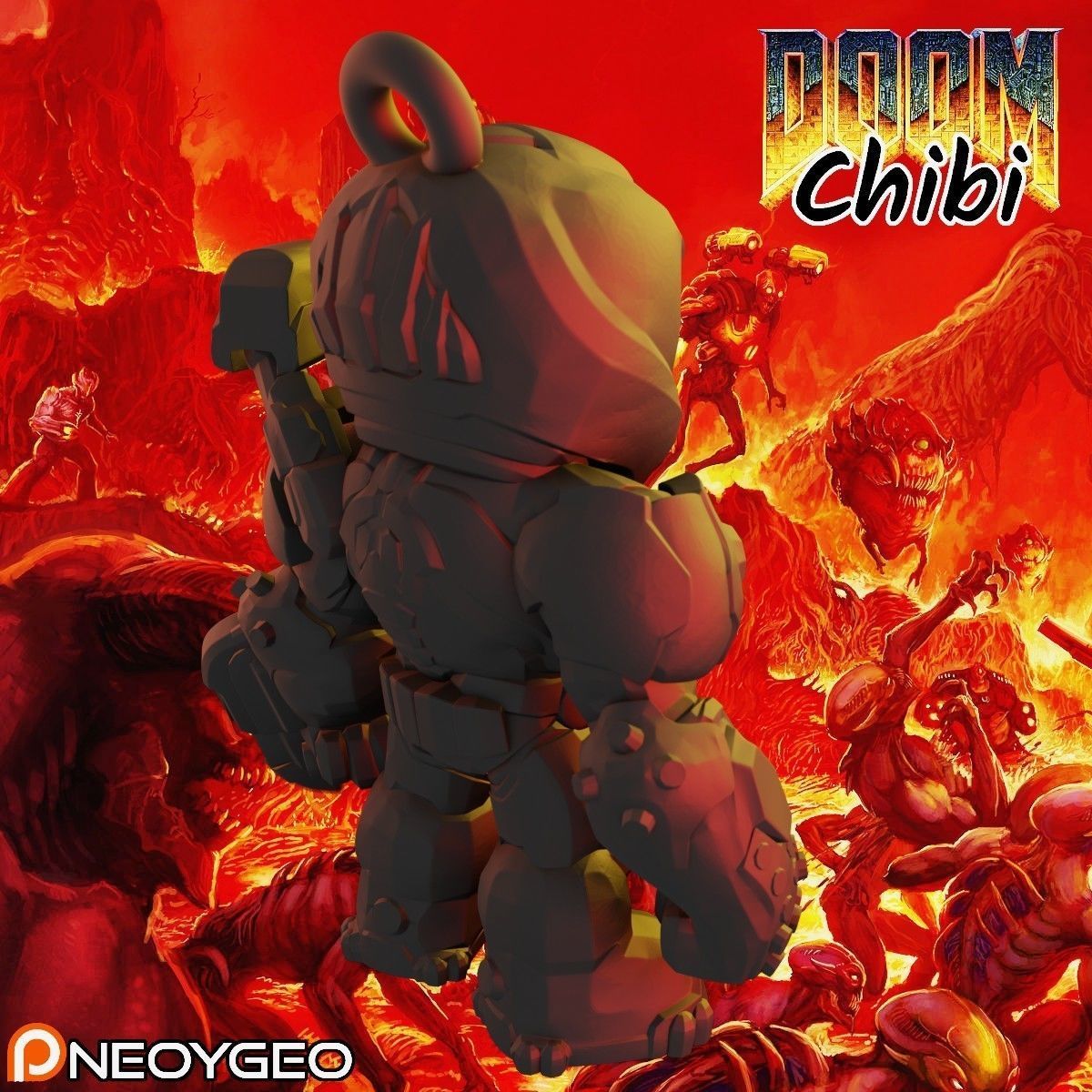 DOOM SLAYER MARINE - DOOM CHIBI KEYCHAIN 3D print model_2