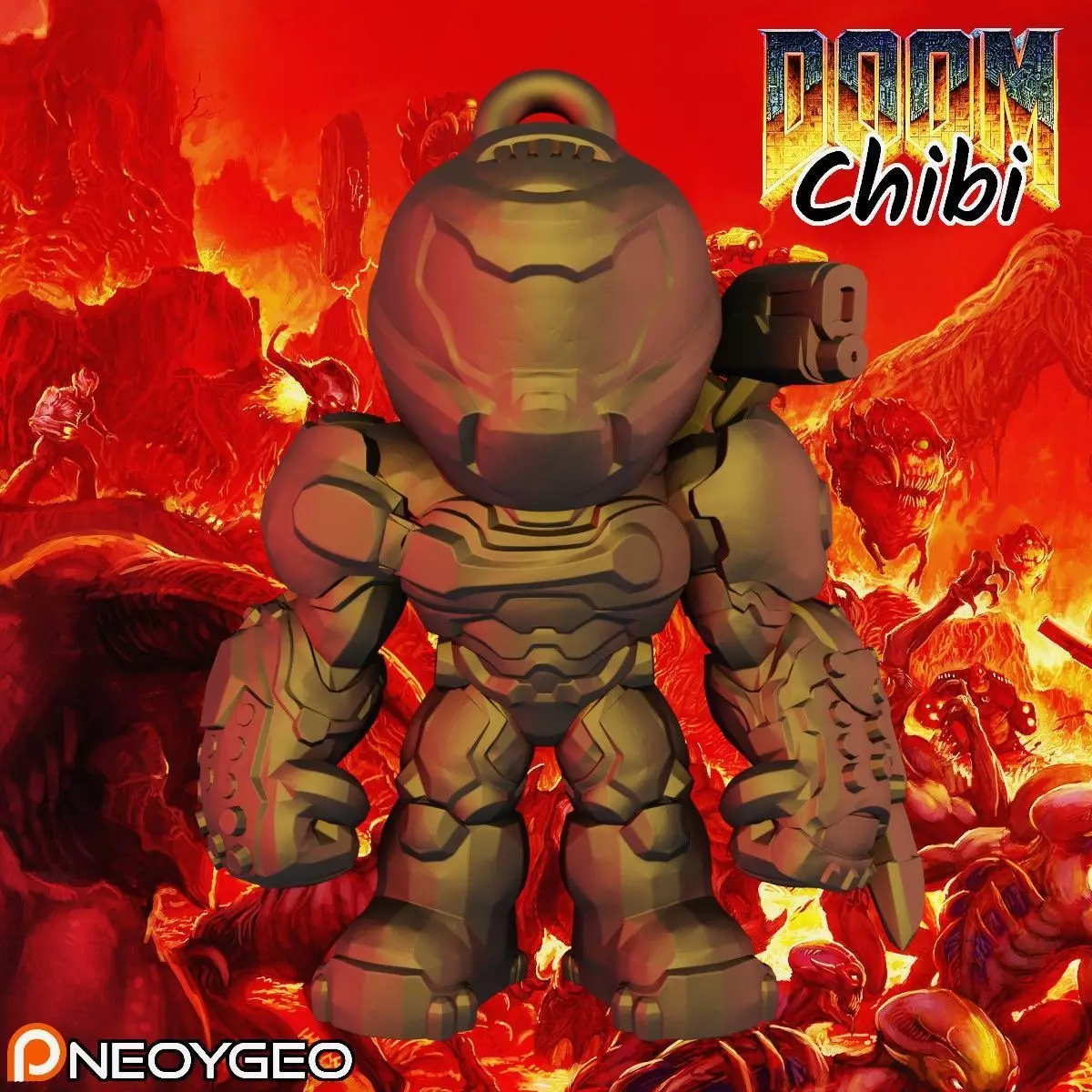 DOOM SLAYER MARINE - DOOM CHIBI KEYCHAIN 3D print model_0