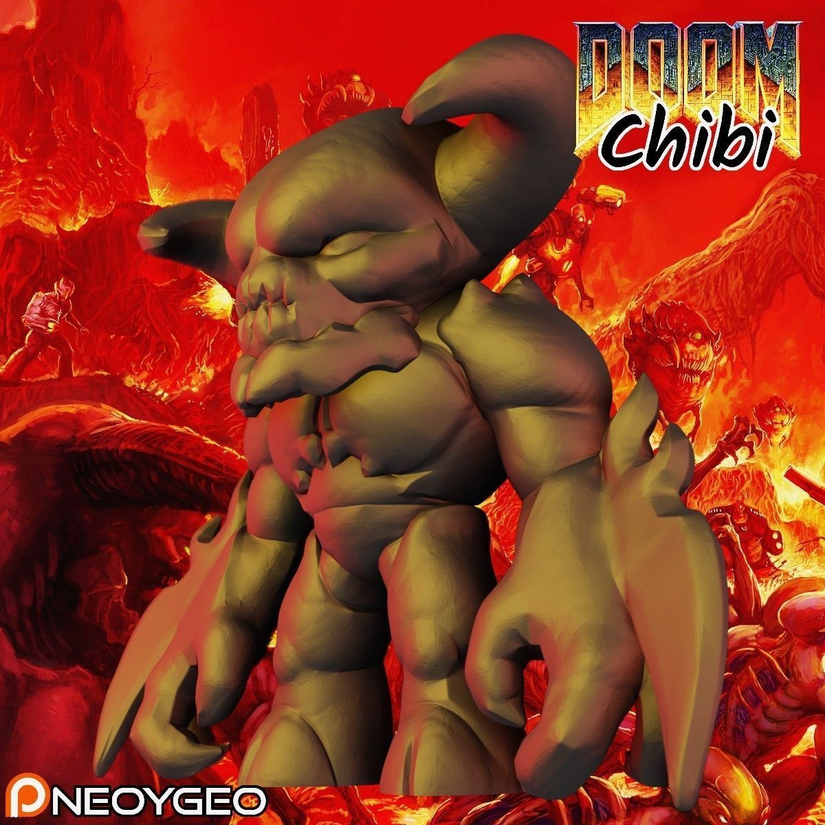 BARON OF HELL - DOOM CHIBI KEYCHAIN 3D print model_1