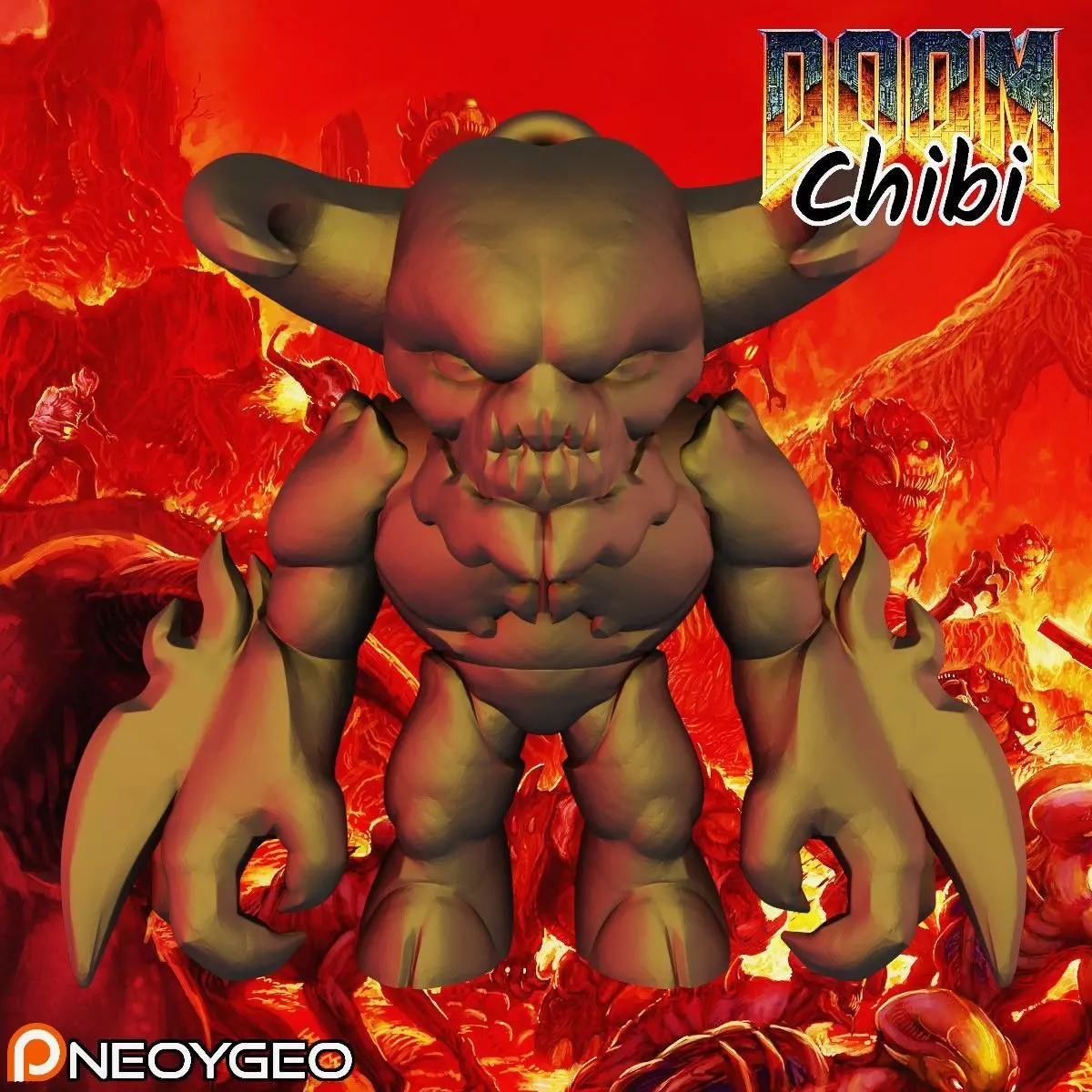 BARON OF HELL - DOOM CHIBI KEYCHAIN 3D print model_0