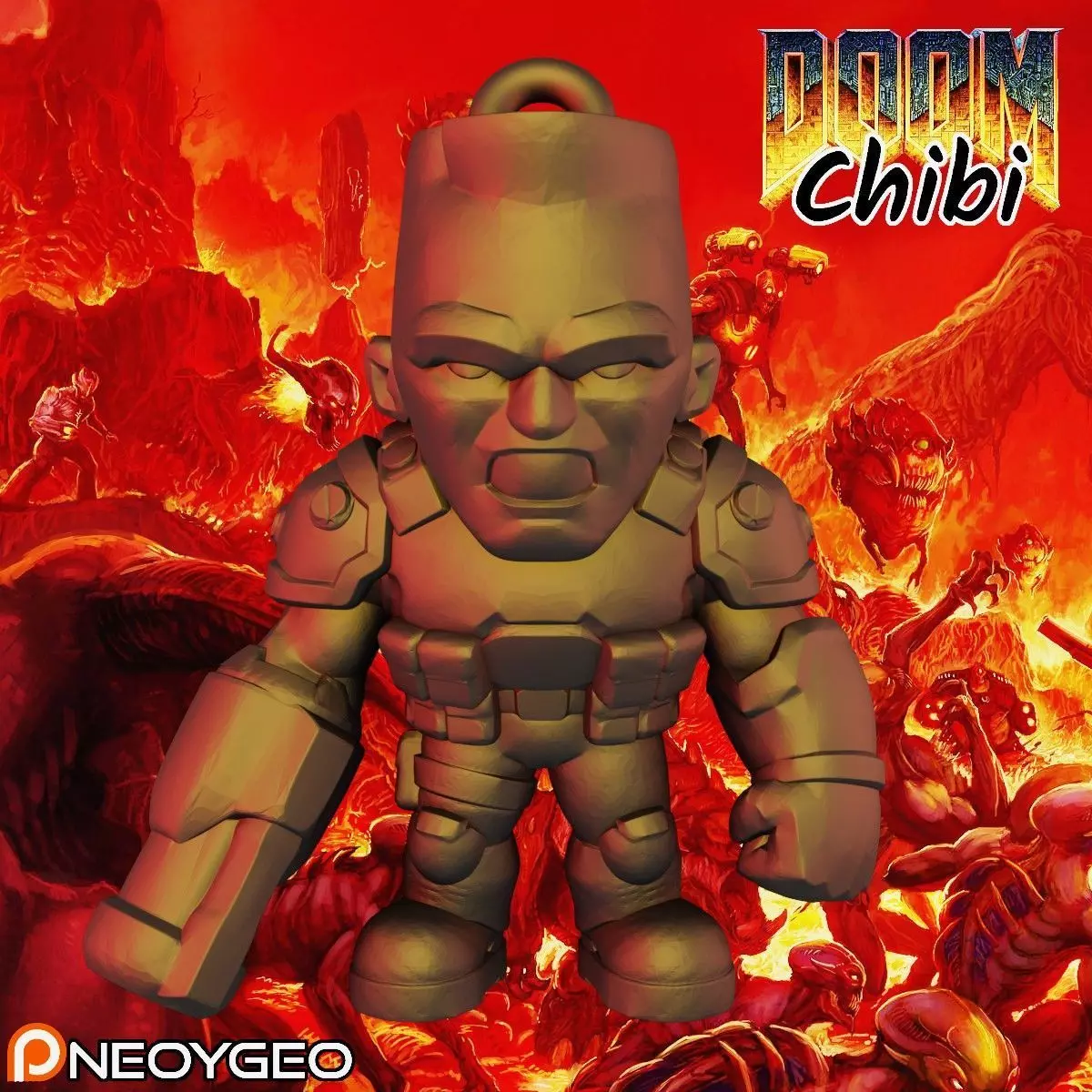 HELL SOLDIER - DOOM CHIBI KEYCHAIN 3D print model_0
