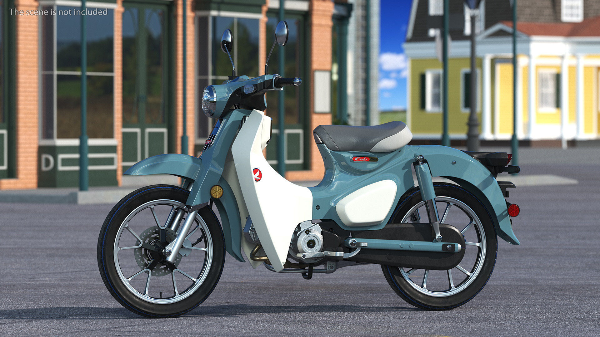 Scooter Honda Super Cub 2024 Green Rigged 3D model
