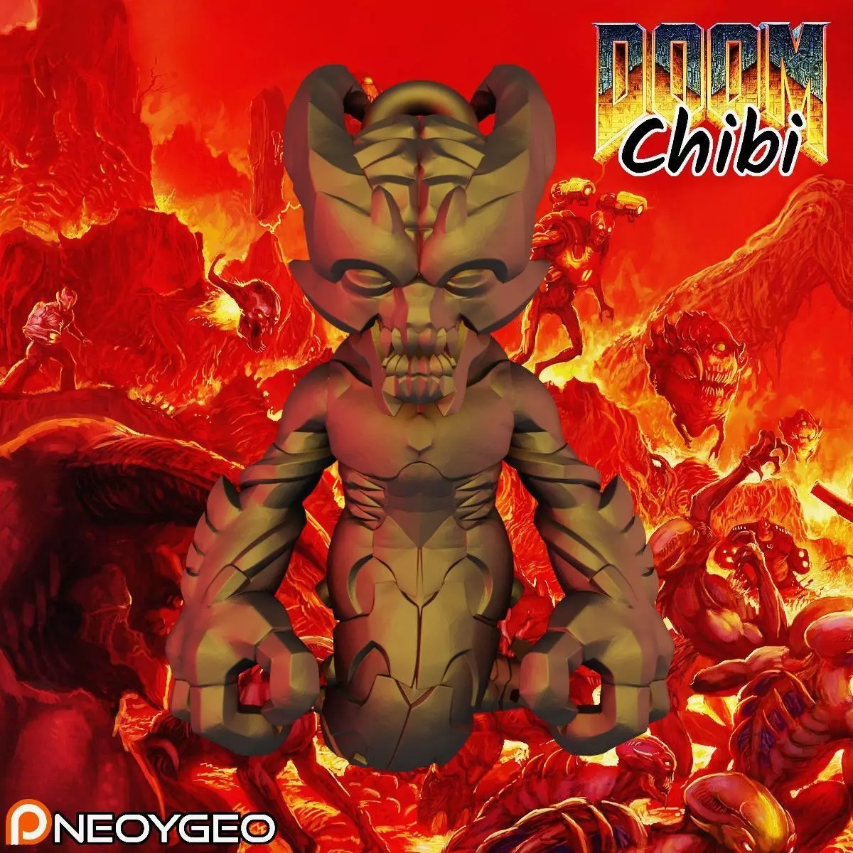 WHIPLASH - DOOM CHIBI KEYCHAIN 3D print model_0