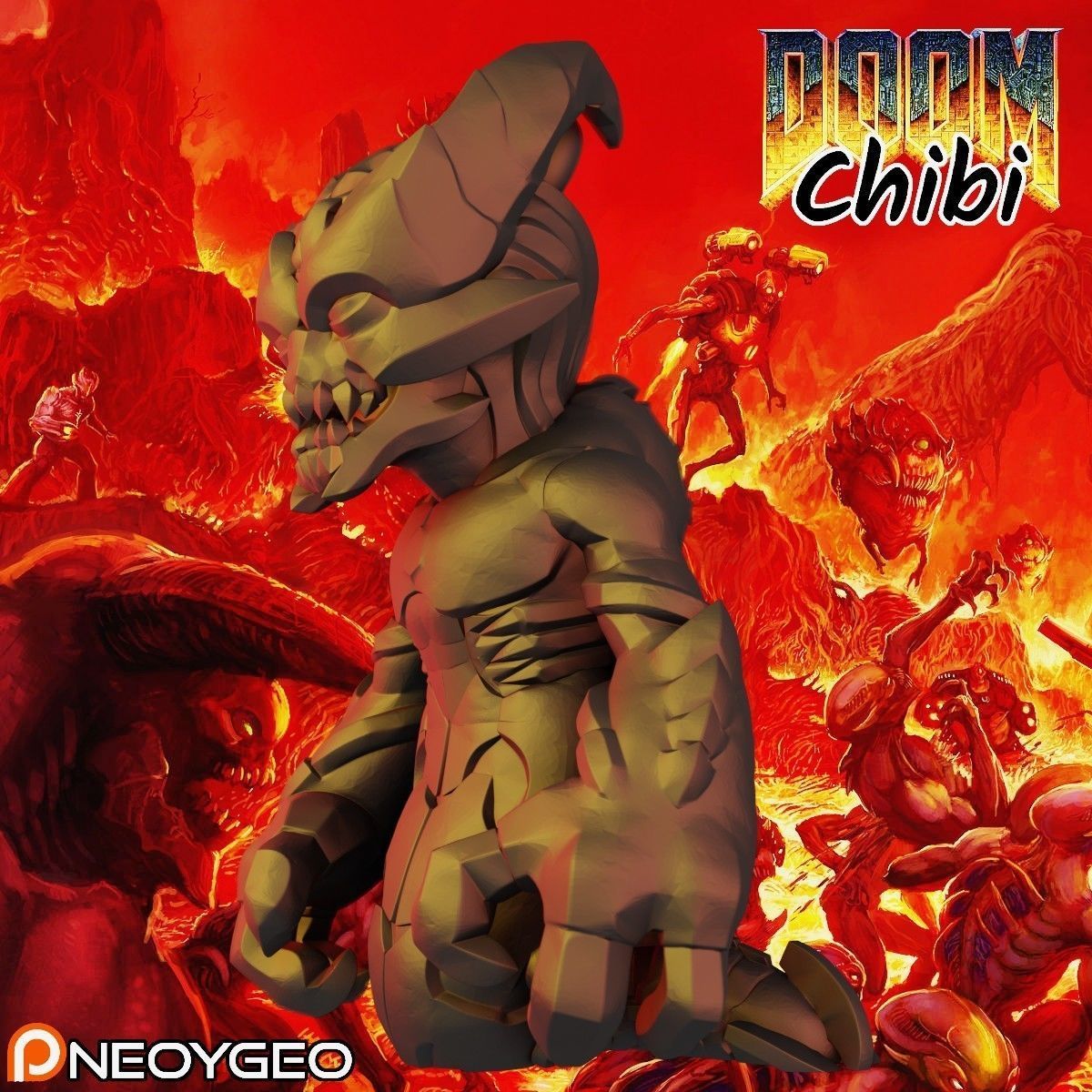 WHIPLASH - DOOM CHIBI KEYCHAIN 3D print model_1