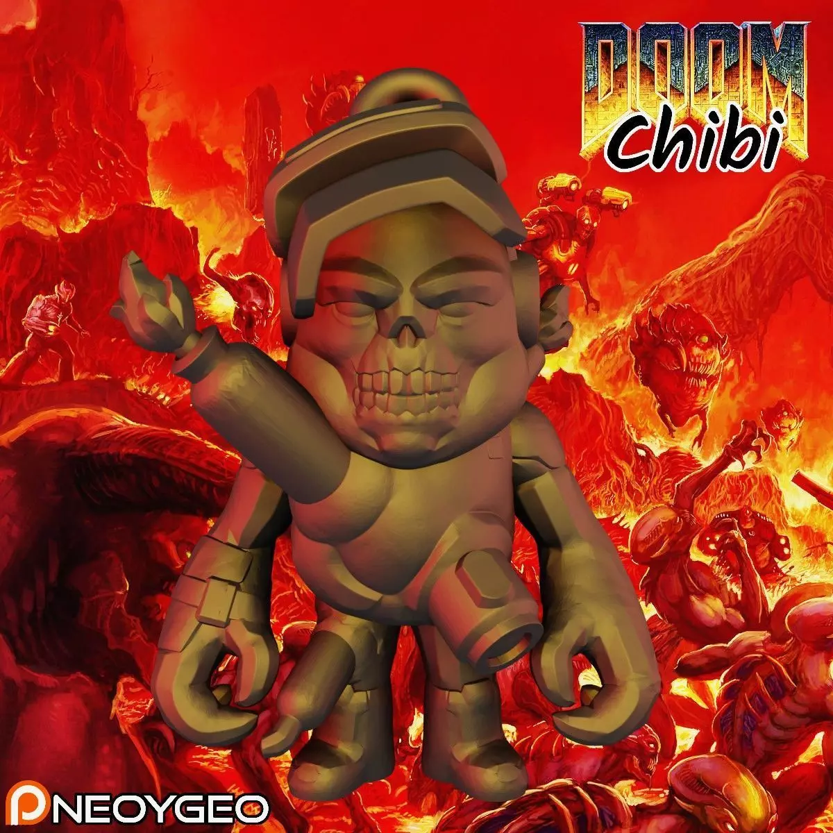 CUEBALL - DOOM CHIBI KEYCHAIN Free 3D print model