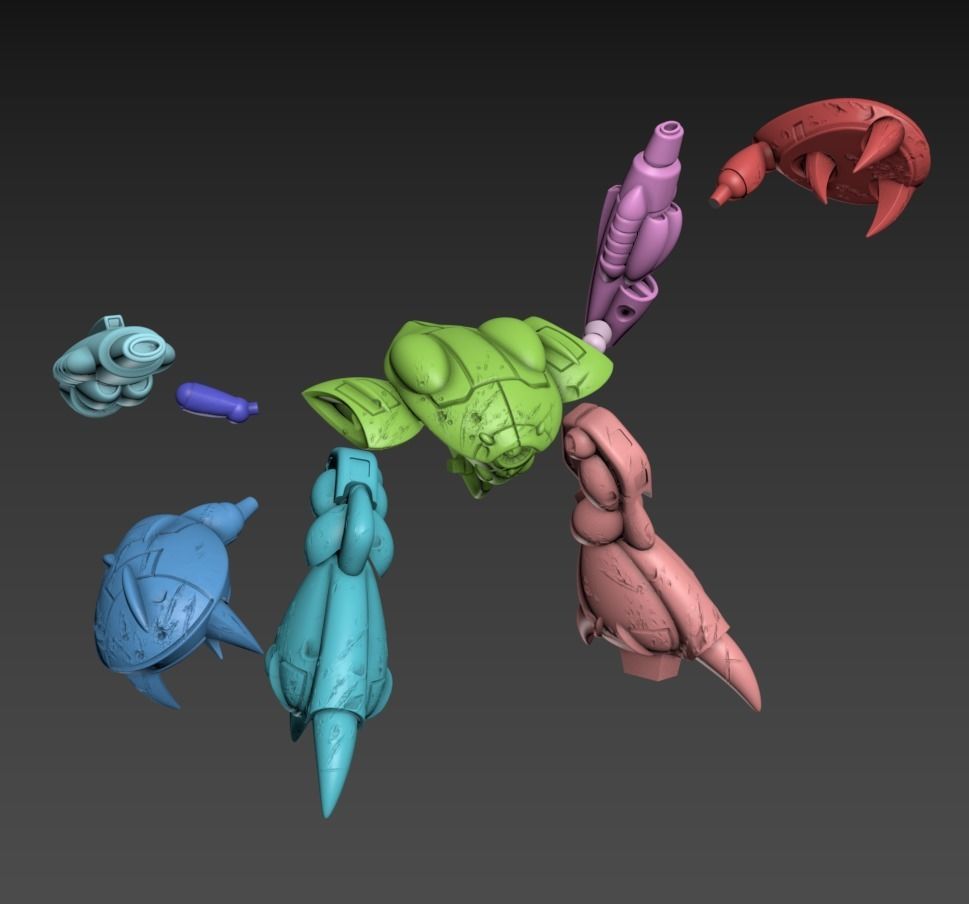 Mecha Crabby Patty Static Set 100mm 3D print model_8