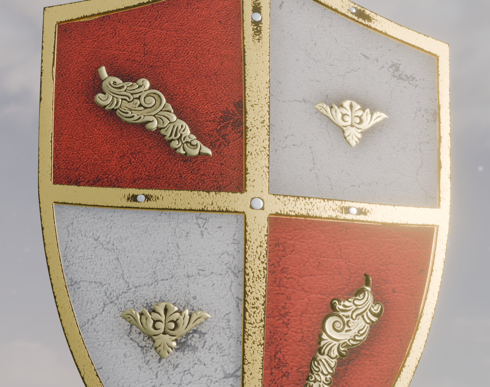 Ornamental Warrior Shield Low-poly 3D model_2