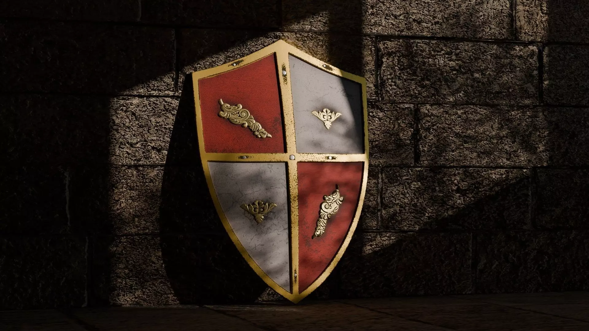 Ornamental Warrior Shield Low-poly 3D model_0