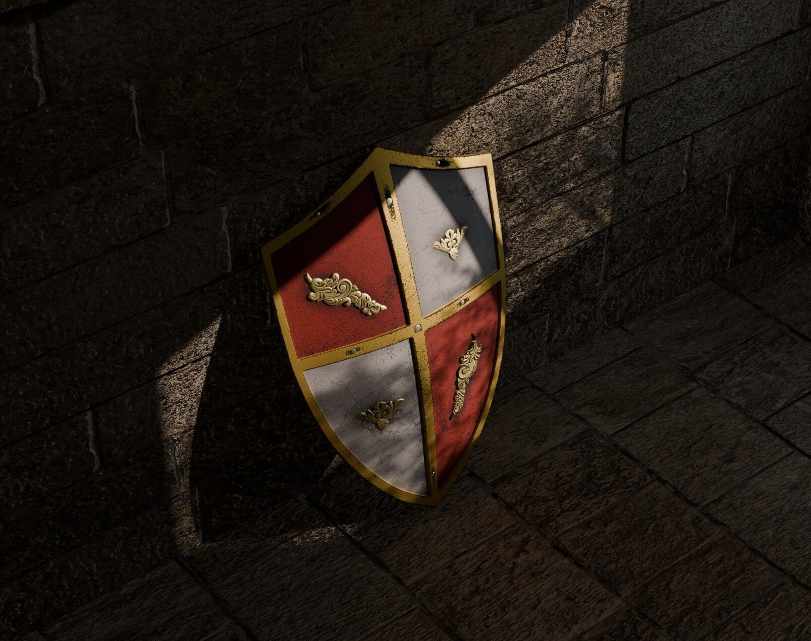 Ornamental Warrior Shield Low-poly 3D model_3