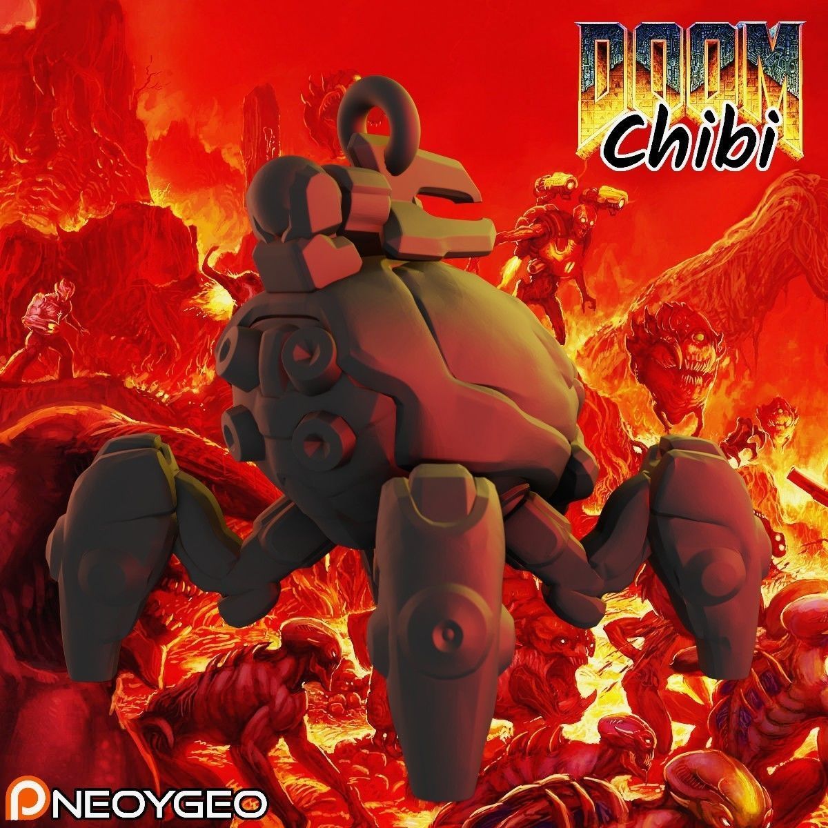 ARACHNOTRON - DOOM CHIBI KEYCHAIN 3D print model_2