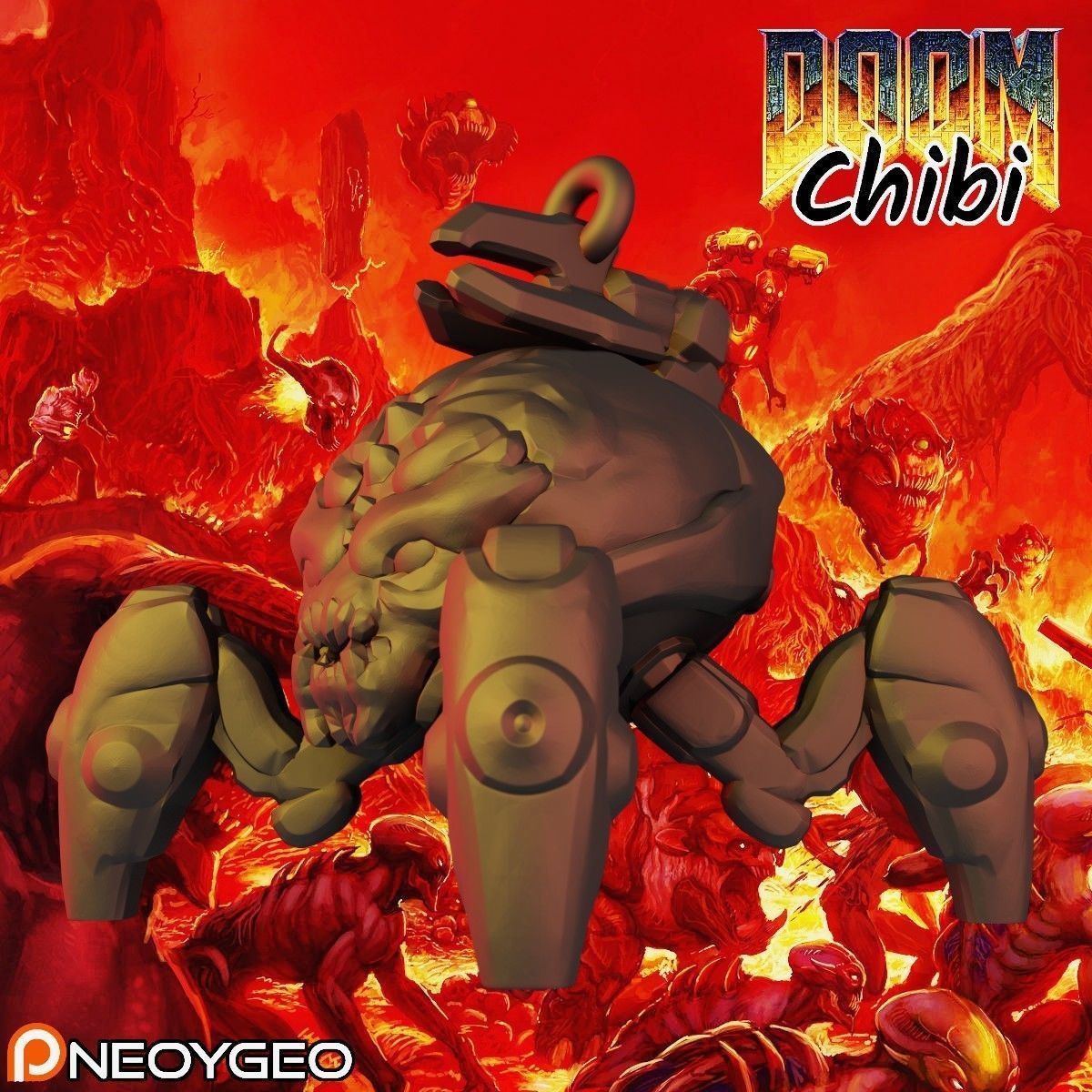 ARACHNOTRON - DOOM CHIBI KEYCHAIN 3D print model_1