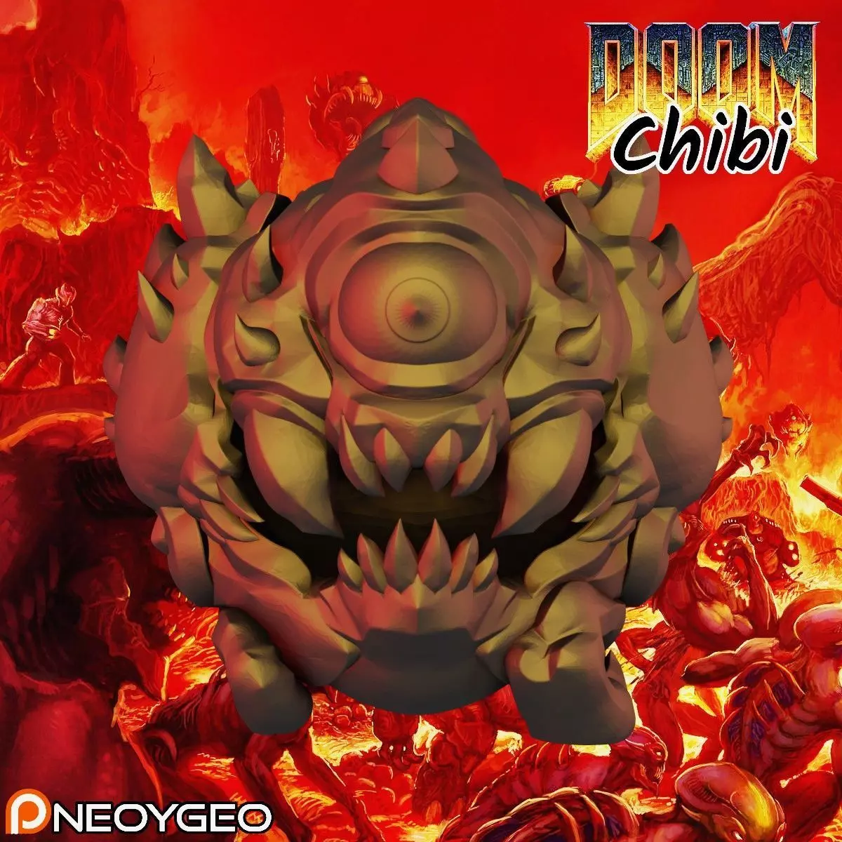 CACODEMON - DOOM CHIBI KEYCHAIN 3D print model_0