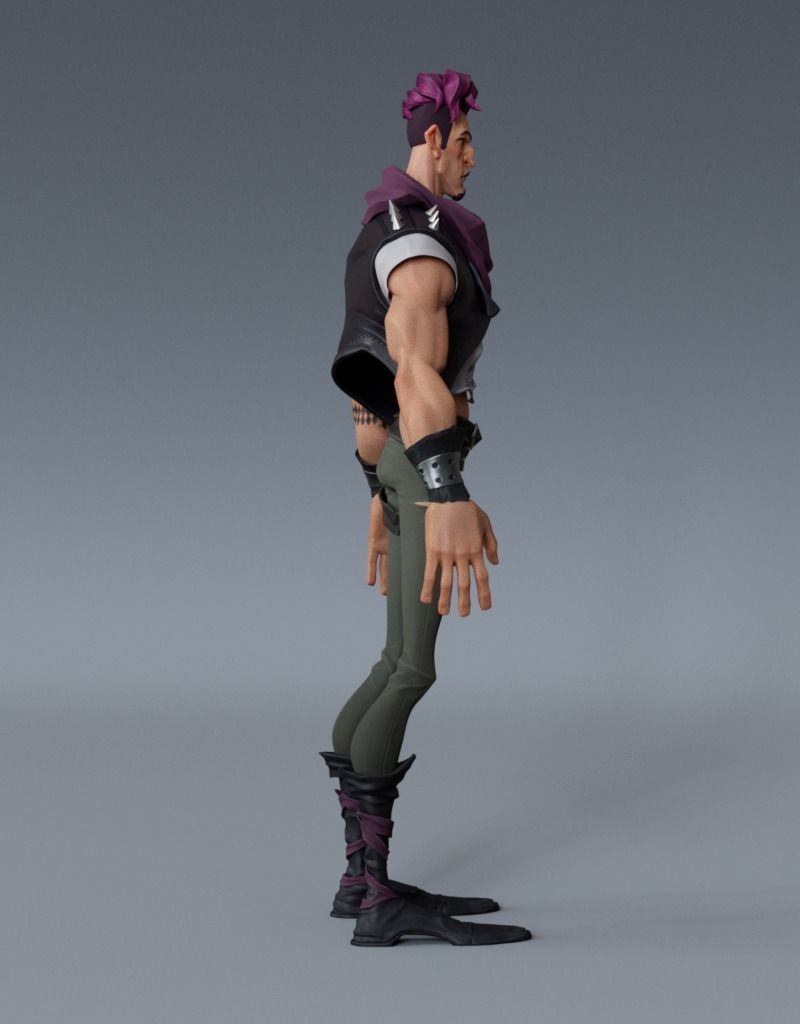 Punk Male Low-poly 3D model_5